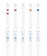 Pipettes jaugées à un trait en verre, capacités de 1 ml à 100 ml, classe AS, étalonnées à 20 °C conformément aux normes DIN et I