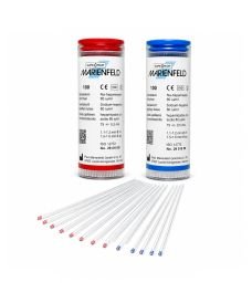 Tubes capillaires Marienfeld Superior avec et sans héparine pour analyses hématologiques professionnelles.