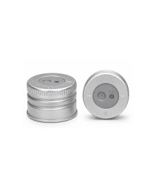 Bouchon en aluminium PP28 avec septum pour distribution par aiguille sans ouvrir le flacon.