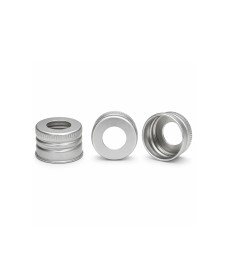 PP28 aluminium cap with central hole for septum and access using a hypodermic needle.