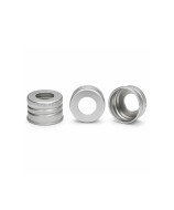 Bouchon en aluminium PP28 avec orifice central pour septum et accès par aiguille hypodermique.