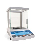 Balanza analítica 0,01 mg con calibración interna o externa, sensor electromagnético y capacidades de hasta 320 g.
