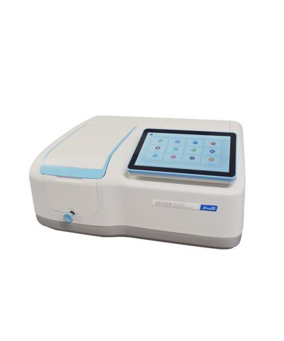 Spectrophotomètre UV/Visible 4510/5 avec écran tactile IPS externe et système optique à faisceau divisé.