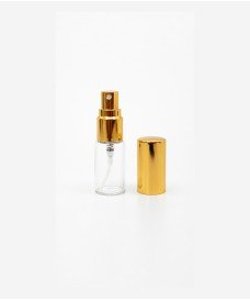 Mini frasco de vidrio transparente con tapa dorada 5ml