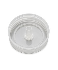 Translucent polypropylene (PP) vented cap with an integrated filter membrane for applications requiring controlled gas exchange.