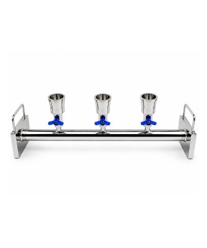 3-places filtration manifold in stainless steel for vacuum membrane filtration systems.
