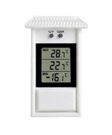 Digital maximum-minimum atmospheric thermometer for indoor/outdoor use, with clear display and -40 °C to +50 °C range.