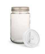 Bocal en verre pour cultures avec bouchon ventilé et détail de la membrane filtrante hydrophobe intégrée.