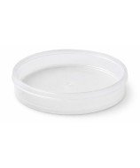 LDPE inner plug with a peripheral flange for press-fit insertion into wide-mouth glass powder bottles.