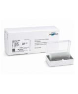Rectangular borosilicate cover glasses in different sizes, with batch number.