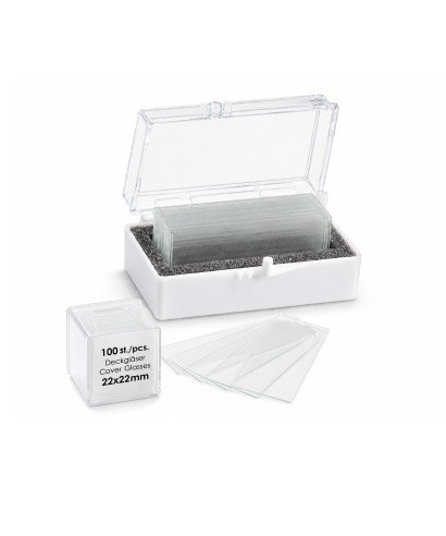 Cubreobjetos cuadrados y rectangulares de borosilicato para microscopía convencional, de fluorescencia y alta precisión