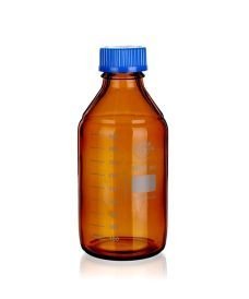 Graduated Reagent Bottle with GL Thread, Amber Borosilicate Glass