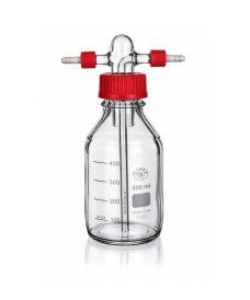 Flacon laveur de gaz Drechsel SIMAX en verre borosilicaté de 500 ml avec bouchon à vis GL45 et embouts en plastique