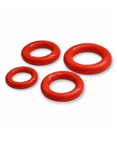 Anillos estabilizadores de acero revestido en varios tamaños para matraces y frascos de laboratorio.